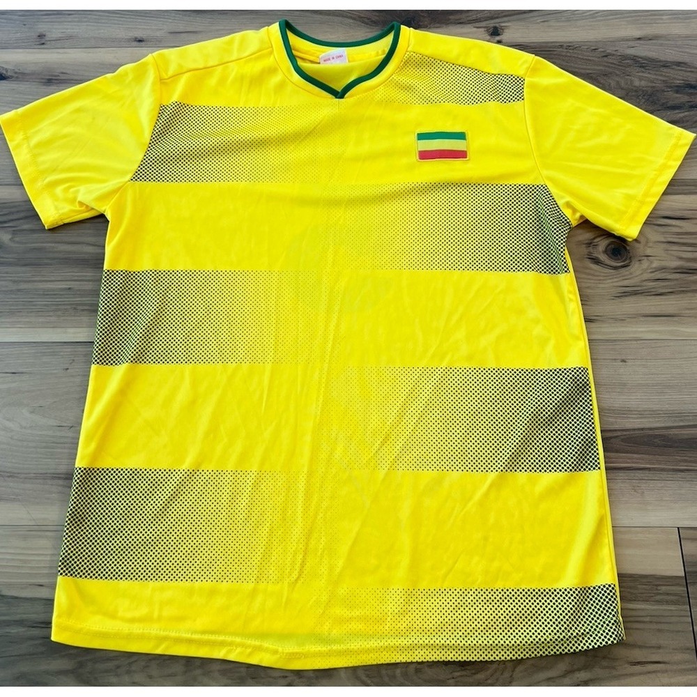 Ethiopia Soccer Jersey #5 Yellow Green Trim Size L Football Shirt